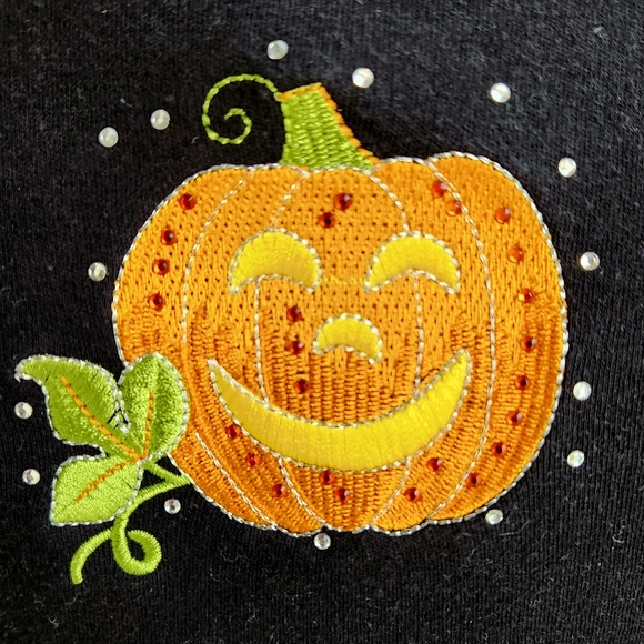 Quacker Factory Halloween Pumpkin Shirt Black Size 1X - Picture 1 of 4